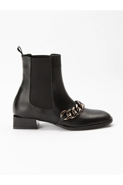 Favgi Stuy Siyah Deri Zincirli Bot 2050