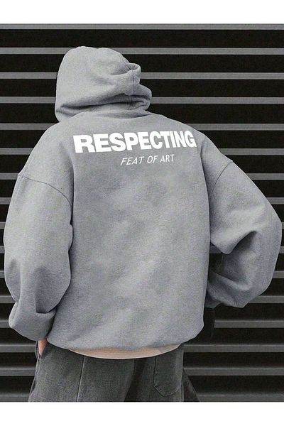Boi Respecting Sweatshirt - Γκρι εμπριμέ υπερμεγέθη χοντρή κουκούλα