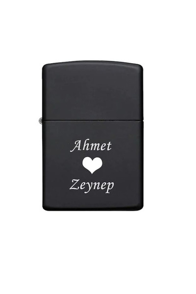 ay tasarım51 Kişiye Özel Isimli Siyah Metal Çakmak Zippo benzinli çakmak
