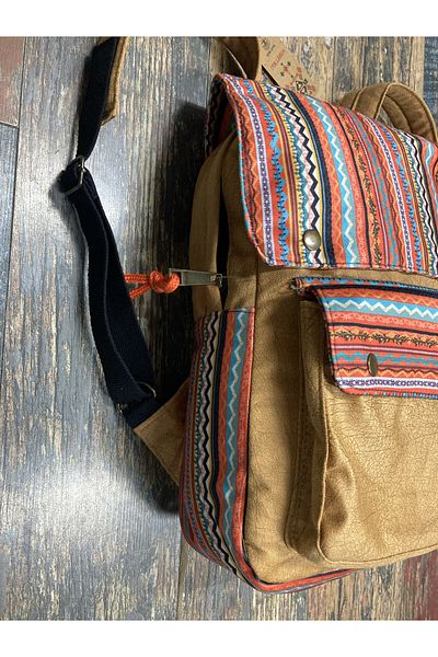 Street Bag Ethnic Authentic Bohemian Pattern Backpack with Cover Daily Travel Camping Use