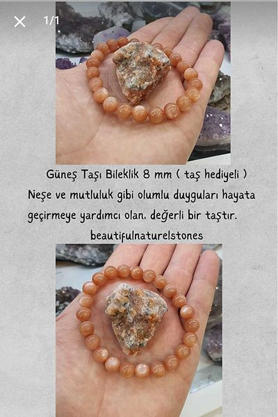 DOĞAL TAŞ CENNETİ 8MM Sun Stone - Natural Bracelet Stone Gift