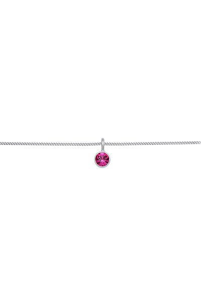 ELLI Halskette Kristal Tektaş Pembe 925 Gümüş