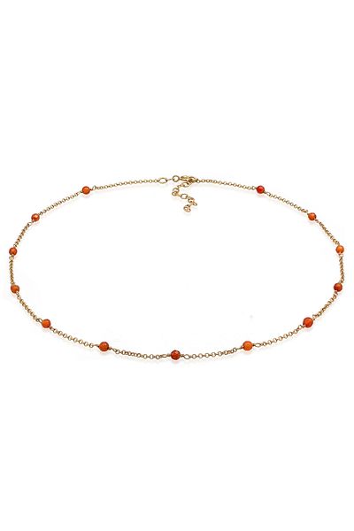 ELLI Halskette Achat Perlen Rot-Orange 925 Gümüş Vergoldet