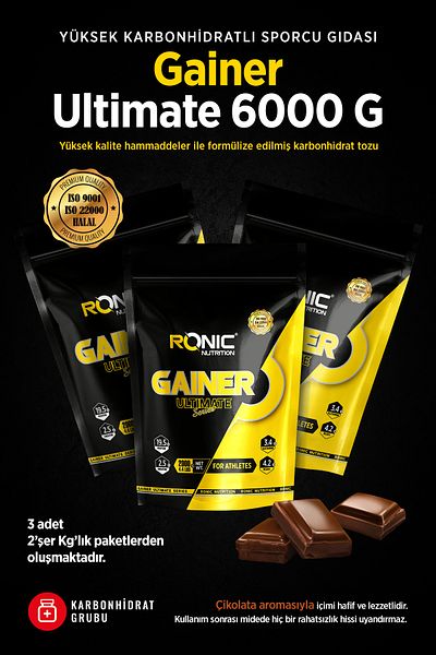 Ronic Nutrition Gainer Mass Ultimat 6000 G Carb Powder to Help Weight Loss (CHOCOLATE AROMATED) (2 PCS GIFT)