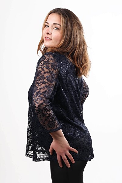 FAZZA FABRİKA Lacivert Dantel Ceketli Takım