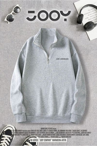 Jooy Company Half-Zip Los Angeles Printed Gray Sweatshirt