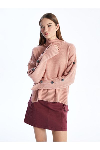 LC Waikiki Oversize dámský pletený svetr s polovičním rolákem s dlouhým rukávem