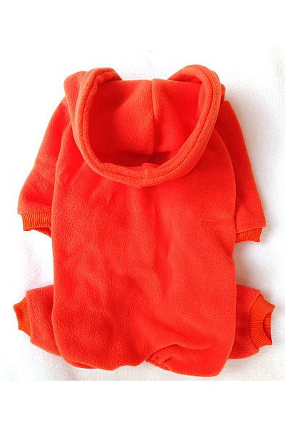 PATİBÖR Hooded Orange Fleece 100% Cotton Dog Clothing Jumpsuit