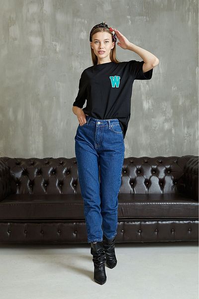 BROSERER Pantaloni din lycra albastru închis Loraa Mom Fit cu fermoar