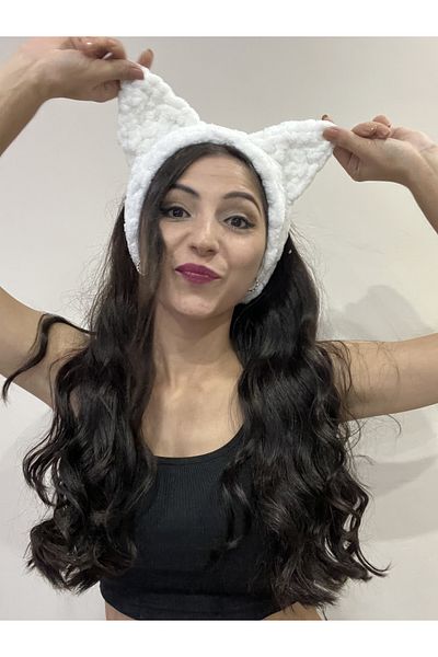 AidaAstrid Puffy Knitted Winter Beanie Bandana with Cat and Bear Ears