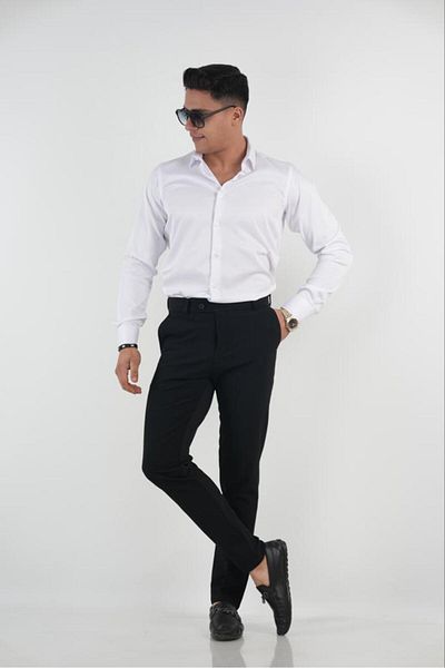 ASWEL 100% COTTON POLYESTER LYCRA SLIM FIT CLASSIC SATIN SHIRT ASWSTGM101