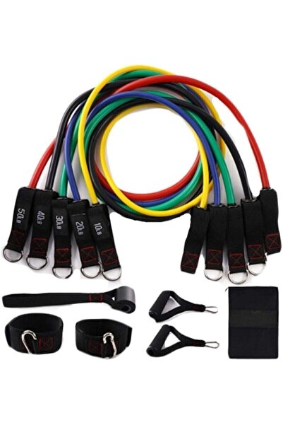 Monark 11 Parça Latex Direnç Lastiği Seti Kapı Arkası Direnç Bandı Egzersiz S...