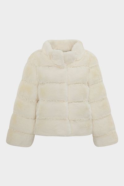Açelya Okcu Premium Stand Collar Women's Rex Faux Fur Jacket
