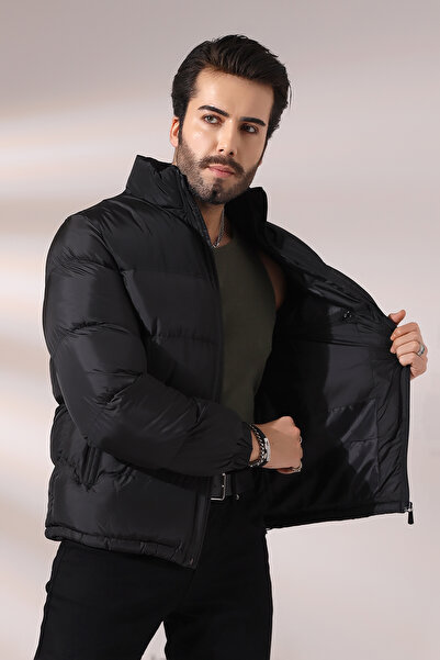 Talsmoda İYAH RENK SU VE RUZGAR GEÇİRMEZ GARNİLİ KALIN SPOR MONT