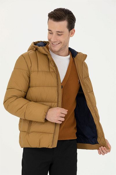 U.S. Polo Assn. Ανδρικό παλτό ανοιχτό χακί
