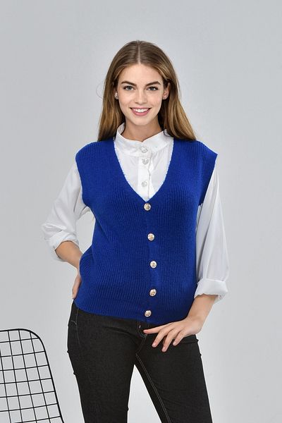 NOBLELOOK Women's V-Neck Buttoned Sweater