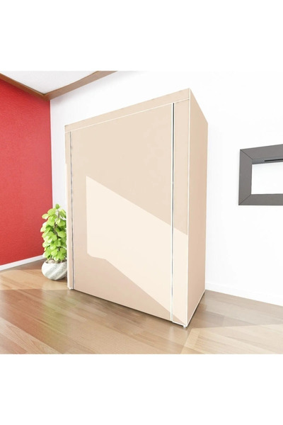 HOLTECH Özel Tasarım Güçlendirilmiş Çelik Yapım Yorgan Hurcu, Yüklük, Saklama Dolabı, Bej Renk Bez Dolap
