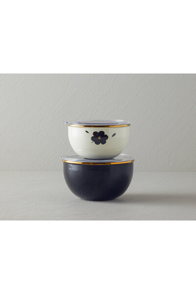 English Home Bohemia Enamel 2-Piece Storage Container 14-16 Cm Cream