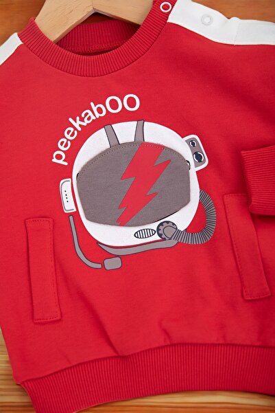 VEGAMOD Erkek Bebek Mevsimlik PeekabOO baskılı sahte cep detaylı citcitli 9-12-18-24 ay alt üst takım