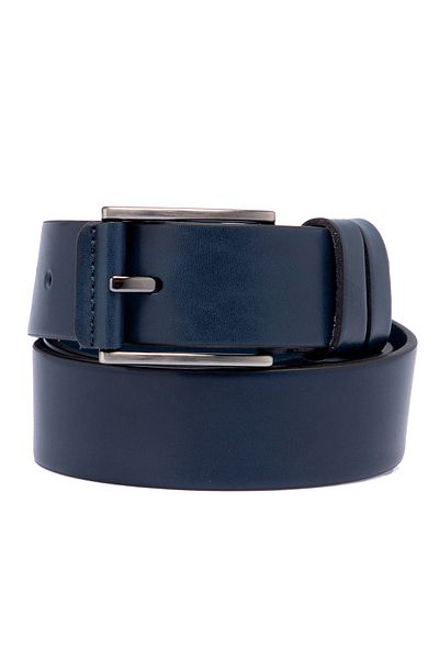 Tergan Navy Blue Leather Men's Belt 00337b20