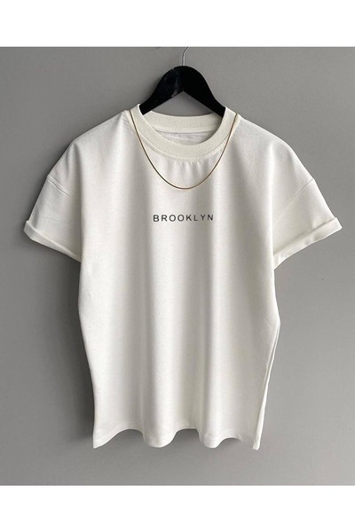 over head oh Muške bele Brooklyn Štampano prevelike T-shirt