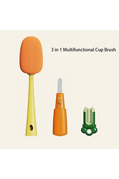 mrtbilisim 3'ü 1 Arada Bardak Kavanoz Şile Temizleme Fırçası Biberon İçi Temi...