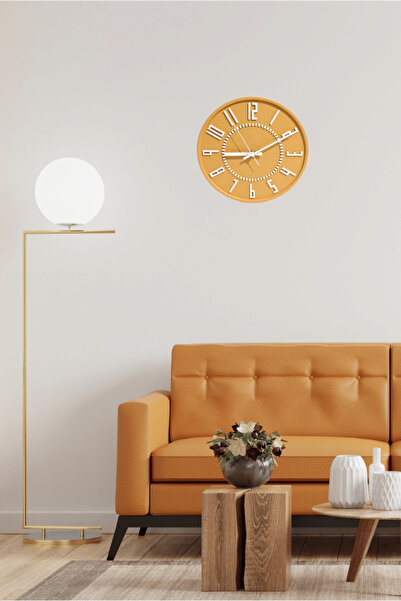 Apricity Dekoratif Renkli Daire Beton Duvar Saati 26 Cm - Amber