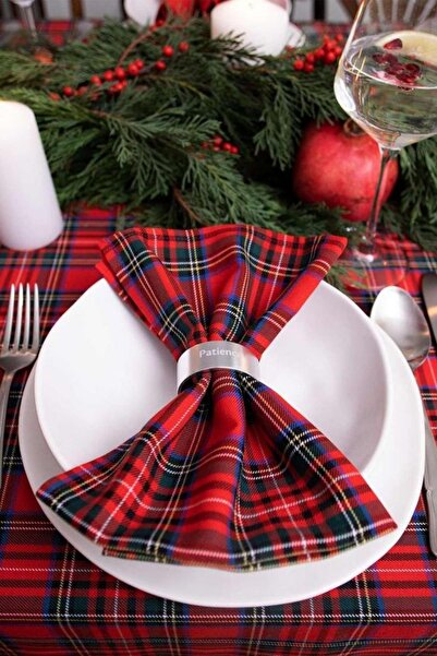 Bc Home 6'lı Kırmızı Ekose Tartan Kumaş Sofra Peçetesi Yılbaşı ( 6 Adet 40 X ...