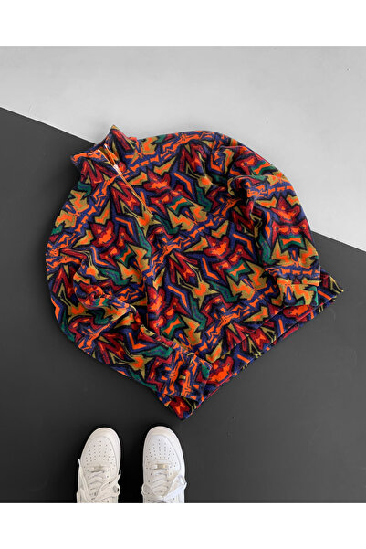 NO1 KONSEPT Темно-кольоровий візерунковий оверсайз-светр з флісу