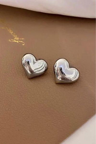 KYOLA DESİGN Heart Earrings Silver Color