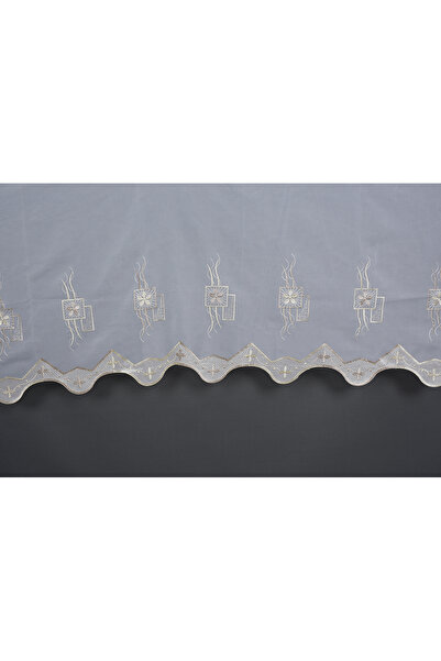 AKÇA TEKSTİL BRODE 1250 ΣΧΕΔΙΟ ΚΡΕΜ ΧΡΩΜΑ ΜΟΝΟ ΦΛΑΝΤΙΚΟ Προετοιμασμένη κουρτίνα με πλισέ φόντο 300*260 cm