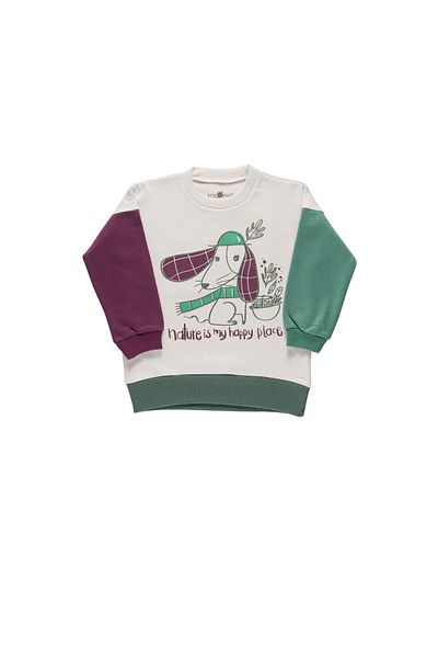 Little Yucca "Grow" Plum Colored Multicolored Organic Cotton Sweatshirt