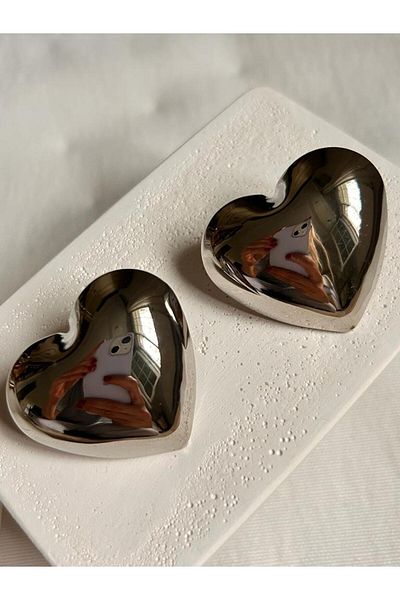 Rossetto Atelier Silver Big Heart Earrings