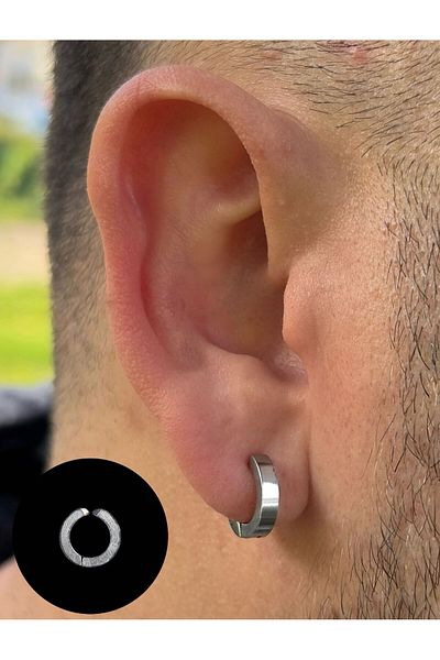 Piercing Market Steel & Silver Unisex Non-Perforated Compression Fake Ear - 316L Surgical Steel Ear Cuff Earrings