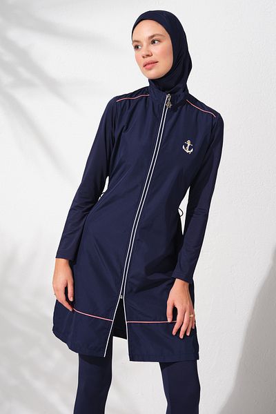 Pierre Cardin Costum de baie hijab cu mânecă lungă și fermoar Costum de baie hijab cu mânecă lungă și fermoar 231924 _ALBASTRU ÎNCHIS
