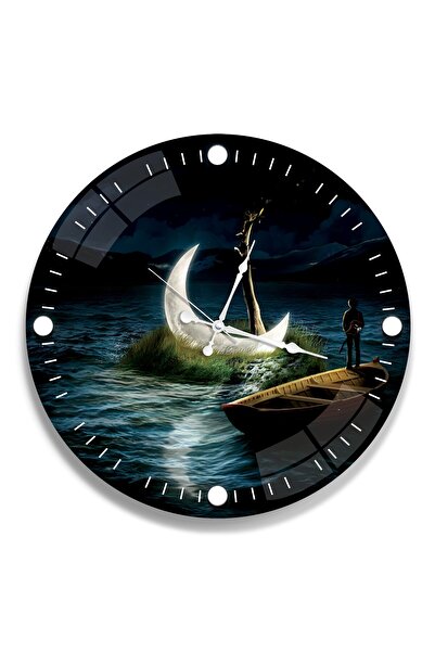 EMYA HOME ساعة ضوء القمر الزجاجية - 40 سم