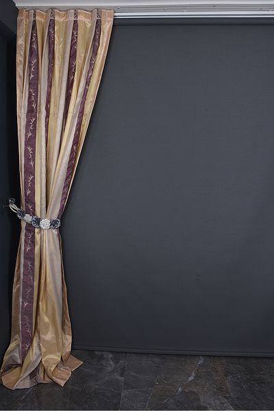 AKÇA TEKSTİL SATIN 750 MODEL MINK COLOR SINGLE WING Pleated Background Curtain 75*260 cm