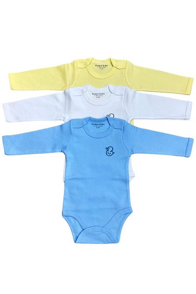 CEMRE BEBE 100% Cotton Long Sleeve 3 Pieces Snap-On Bodysuit Badi