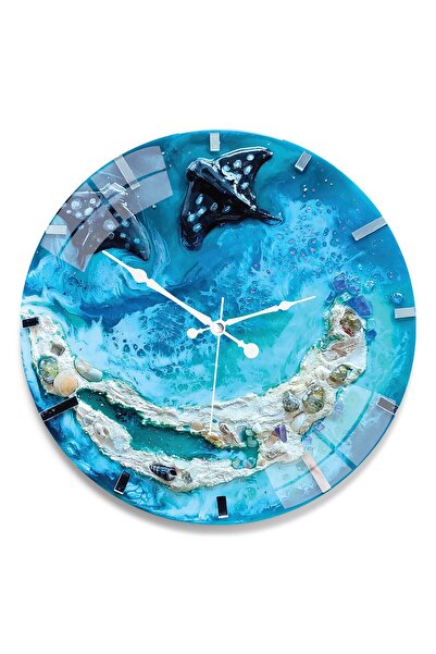 EMYA HOME Ρολόι από θαλάσσιο γυαλί - 40 εκ