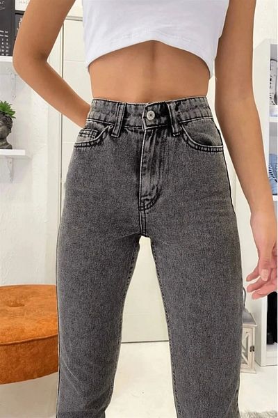 BROSERER Tinaa Women's Smoked Snow Wash High Waist Mom Jean Jeans