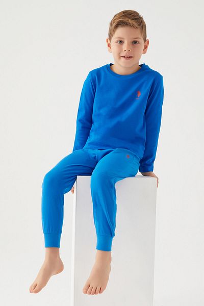 U.S. Polo Assn. Costum de pijama albastru cu maneca lunga pentru baietel