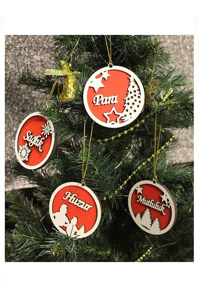 ESKA EVENTS Christmas Tree Ornament with Health, Money, Happiness and Peace Written on it