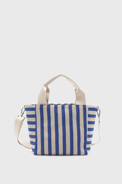 LUNABLU Mini geantă tote de in cu dungi pentru femei