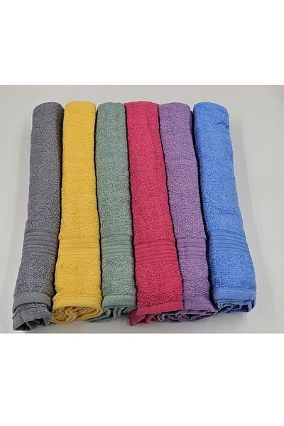 BEYAZTOPTAN 6-Piece 42*80 Quality 100% COTTON COLORED HAND FACE TOWEL