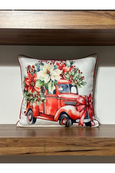 KIRLENTİM H1051 Digital Printed Double Sided Patterned Throw Pillow Cover with Piping Edges