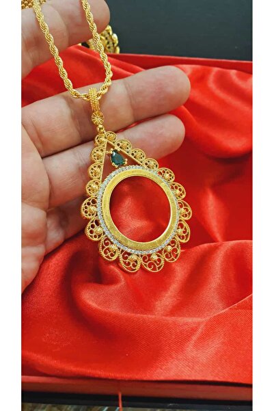 barisiva gold 22 AYAR ALTIN KAPLAMA TAM ALTIN TAKILAN ZİRKON TAŞLI 60 CM HALA...