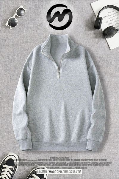 Moodopia Half Zipper High Collar Unisex Sweatshirt