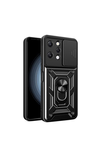 Fibaks حافظة لهاتف Xiaomi Redmi 12 مع غطاء حماية لكاميرا منزلق ودرع عسكري للدبابات