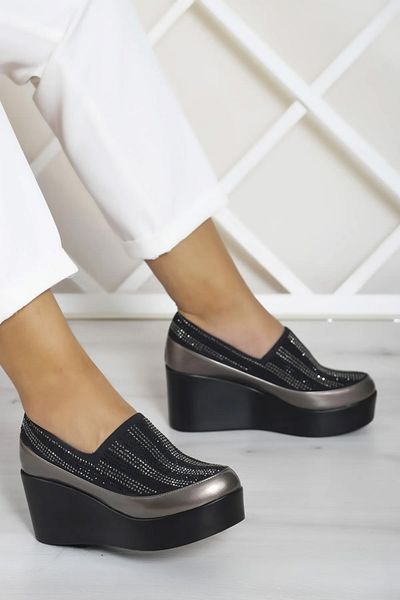 Erkan Saçmacı Roxana Platinum Vegan Stone Stretch Pantofi cu toc