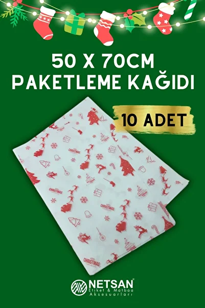 Netsan Etiket New Year's Themed 10 Pieces Red Color 50X70 cm Plush Paper